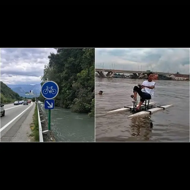 7 Potret Kocak Bila Jalur Sepeda Lewat Sungai Ini Bikin Ngakak