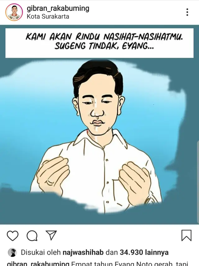 Unggahan Gibran Rakabuming. (Foto: Instagram @gibran_rakabuming)