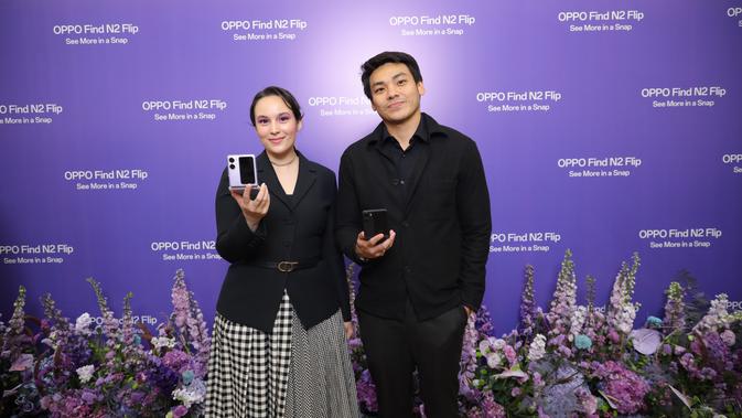 <p>Chelsea Islan menghadiri peluncuran Oppo Find N2 Flip. Oppo Indonesia</p>