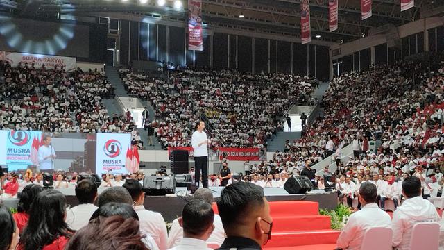 Jokowi hadir di puncak musyawarah rakyat (Musra) Indonesia yang digelar di Istora, Senayan