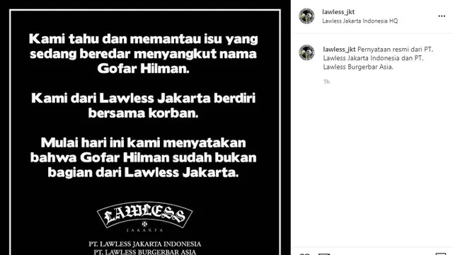Gofar Hilman (Foto: Instagram/@lawless_jkt)