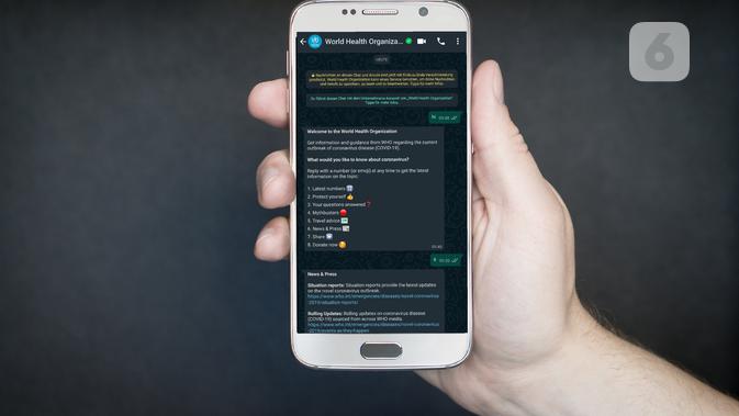 Chatbot Covid-19 Inisiatif WHO dan WhatsApp. Liputan6.com/Mochamad Wahyu Hidayat