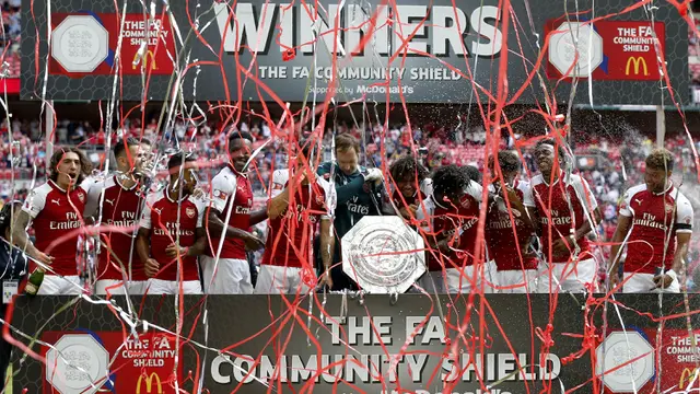 FOTO: Pesta Arsenal saat Meraih Community Shield 2017