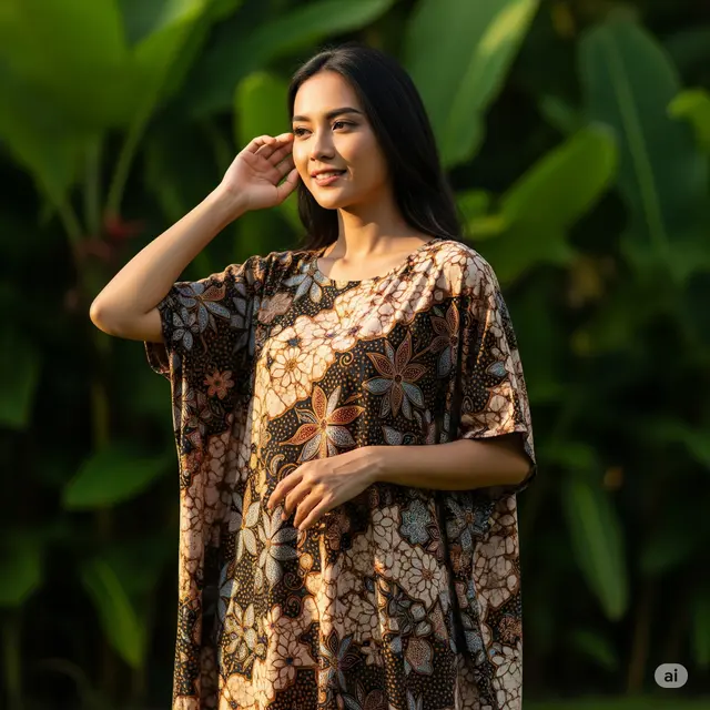 Model Baju Batik Lengan Lebar Anti Gerah