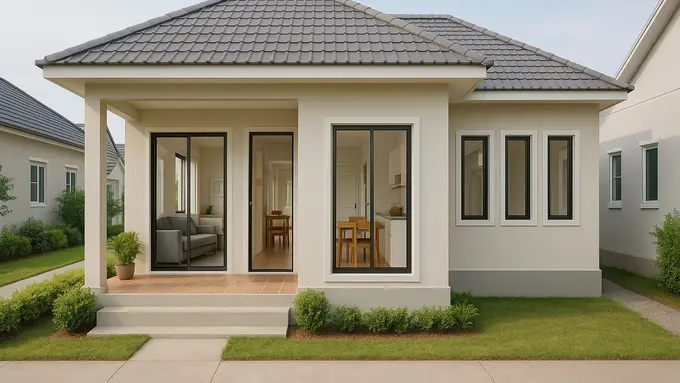 Model Rumah Sederhana 6x12 Dengan 3 Kamar dan Teras Depan/Ilustrasi oleh AI