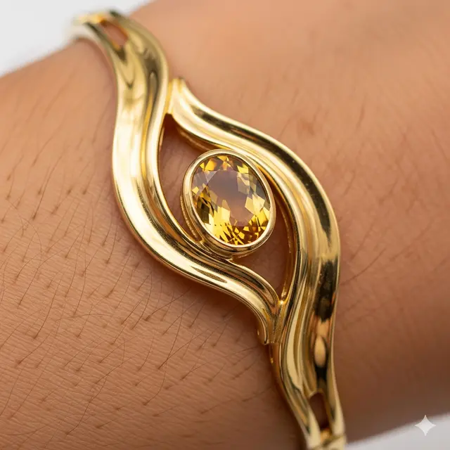 Gelang Citrine dengan Desain Gelombang