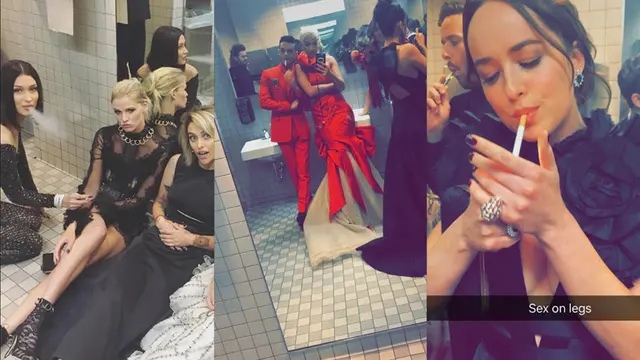 Selebriti lakukan pelanggaran di Met Gala. [Foto: Instagram/snapchat]