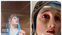 Pengunjung gereja di Meksiko dibuat kaget, dengan penampakan patung perawan Maria yang terlihat sedang menangis. Sumber: Nypost