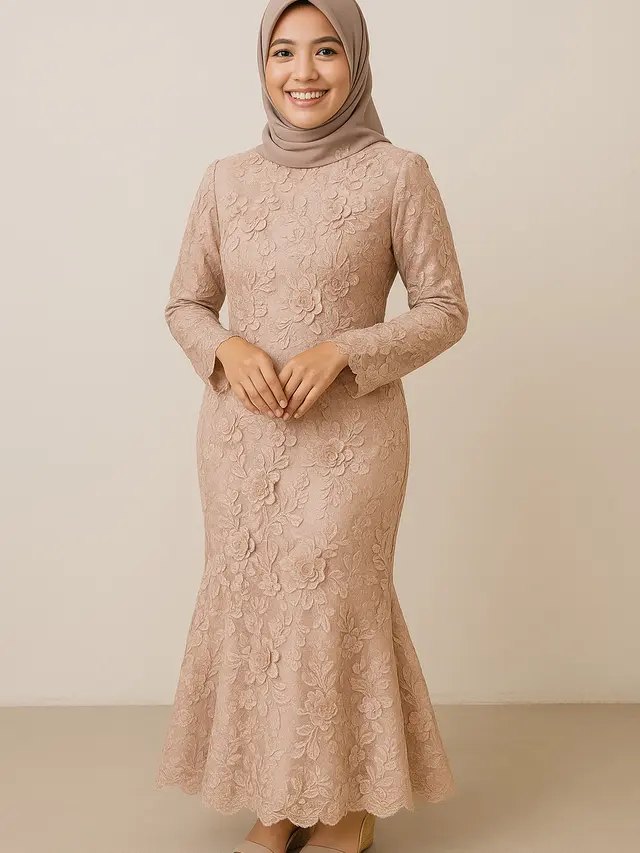 Rekomendasi Gamis Brokat A-Line & Mermaid yang Lagi Tren 2025/ Ilustrasi ChatGPT
