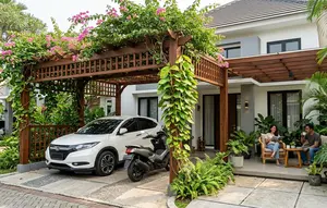 8 Desain Kanopi untuk Parkir, Tanaman Rambat, dan Area Santai di Halaman Rumah