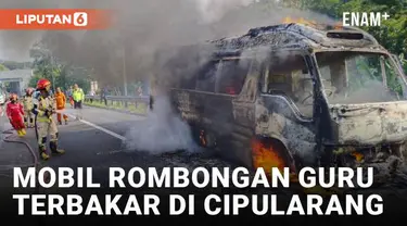 Sebuah minibus elf yang membawa rombongan guru dari kota Bekasi terbakar di km 85.600 dari Jakarta menuju Bandung ruas tol Cipularang Purwakarta, Selasa pagi. Kebakaran diduga karena masalah pada mesin kendaraan.