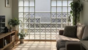 Rumah Sederhana dengan Banyak Glass Block agar Lebih Terang (Image by Gemini AI)