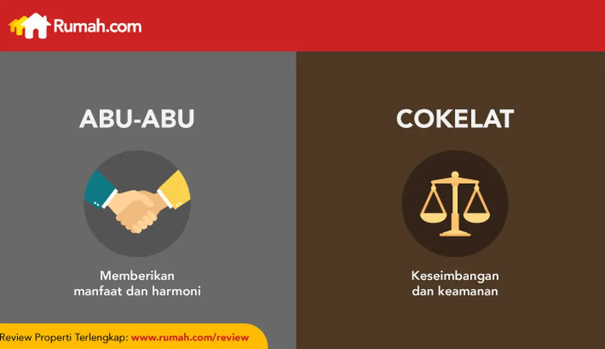 Abu-abu dapat mengundang bantuan serta merepresentasikan keharmonisan antara hitam dan putih. Cokelat memberikan stabilitas dan keamanan.