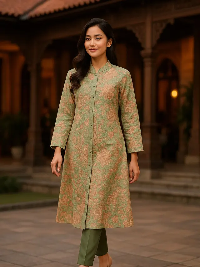 Model Tunik Batik Kancing Depan Terbaru