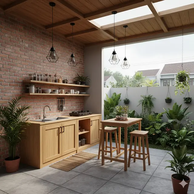 Model Dapur Semi Outdoor Ukuran 3x3 dengan Pencahayaan Alami