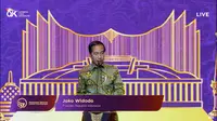 Presiden Joko Widodo (Jokowi) beri sambutan dalam Pertemuan Tahunan Industri Jasa Keuangan 2023, Senin (6/2/2023). (Foto: tangkapan layar/Pipit I.R)