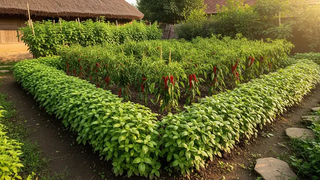 Ide Kebun Cabai Kombinasi dengan Kemangi untuk Usir Hama/Gemini AI