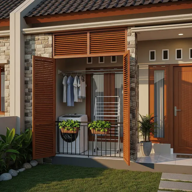 9 Desain Rumah Kecil dengan Area Cuci Jemur Tersembunyi, Solusi Hunian Minimalis