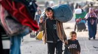 Serangan Israel menyasar berbagai lokasi seperti utara Gaza, Kota Gaza dan Deir al-Balah, Khan Younis dan Rafah di pusat dan selatan Jalur Gaza. (Bashar TALEB/AFP)