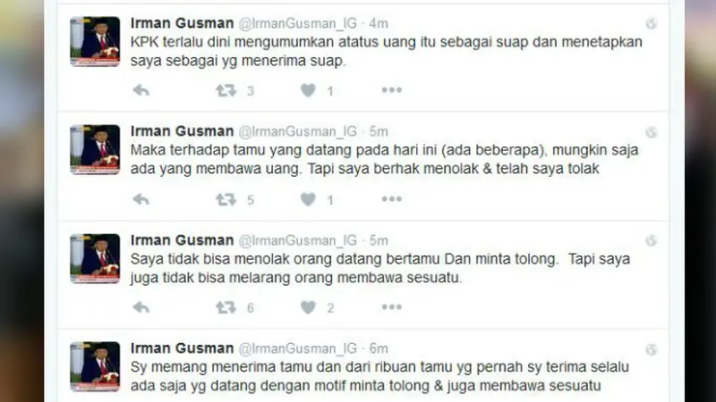 Twitter Ketua DPD RI Irman Gusman