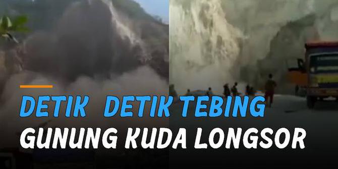 VIDEO: Ngeri, Detik-Detik Tebing Gunung Kuda Longsor