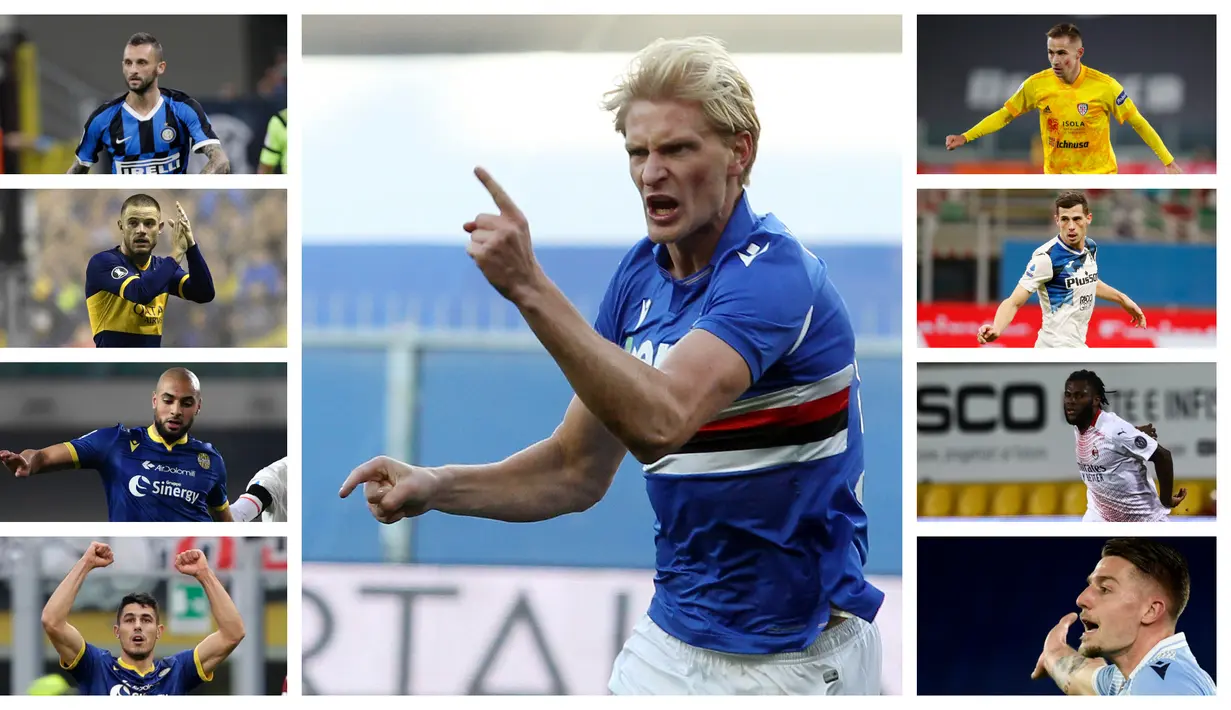 Foto kombinasi sepuluh pemain paling banyak berlari versi Serie A Liga Italia. (Foto: AFP & LaPresse via AP)
