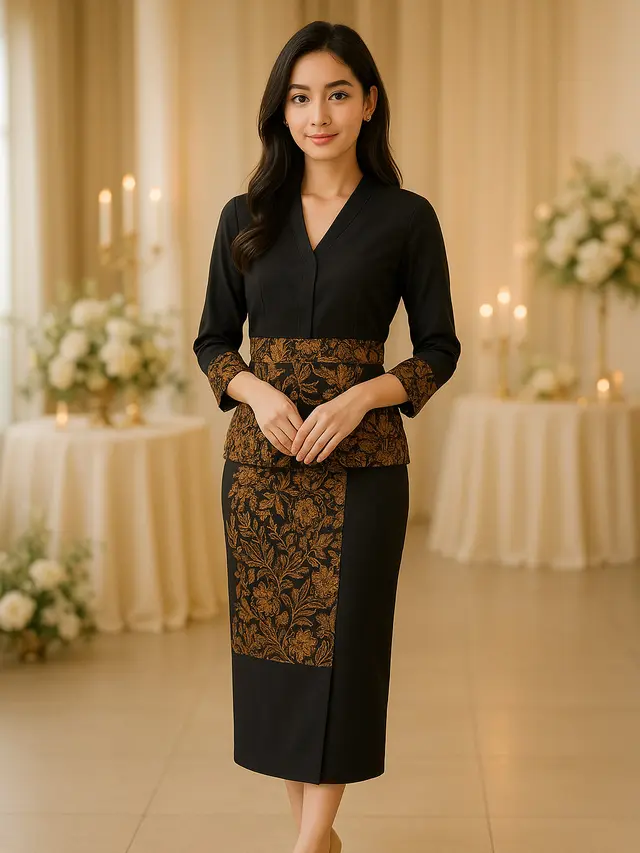 Model rok batik kombinasi kain polos