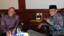 Capres Konvensi Partai Demokrat Pramono Edhie Wibowo datang ke PBNU, Jalan Kramat Raya, Jakarta, Rabu (30/4/14). (Liputan6.com/Andrian M. Tunay)