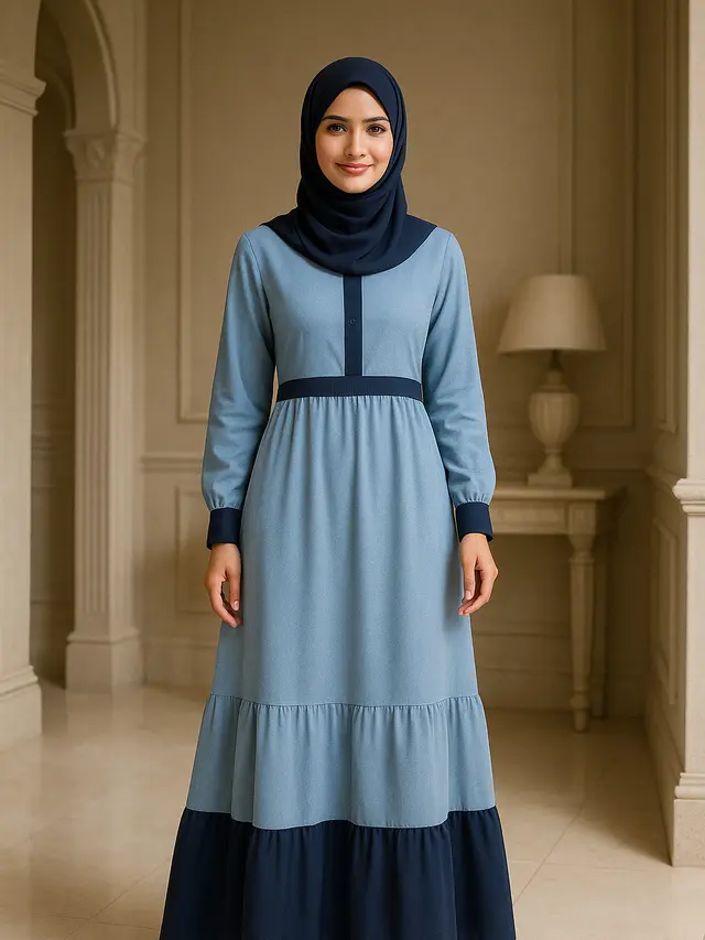 Model Gamis Biru Muda Terbaru 2025 yang Kasual