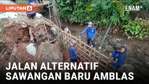 VIDEO: Tanggul Jebol, Jalan Alternatif Sawangan Baru Amblas