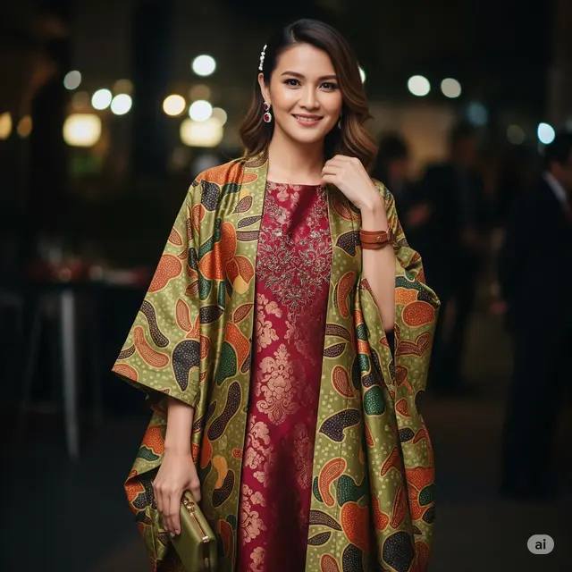 Long Dress Brokat + Outer Batik