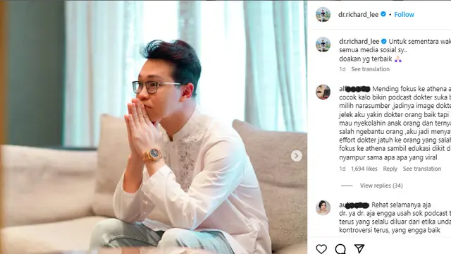 Richard Lee Dikecam Usai Undang Gaga Muhammad Podcast, Kini Umumkan ...