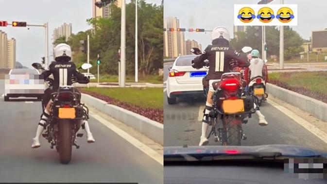 Seorang gadis mengendarai sepeda motor (TikTok/@joximei)