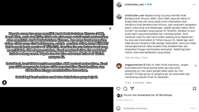 Zinidin Zidan Klarifikasi Video Soal Tudingan Melecehkan ABK, Warganet: Captionnya Asal Copas, Gak Niat Minta Maaf