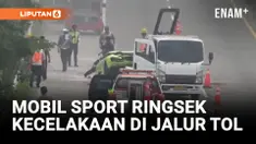 MOBIL SPORT KECELAKAAN DI JALUR TOL JOMBANG-MOJOKERTO