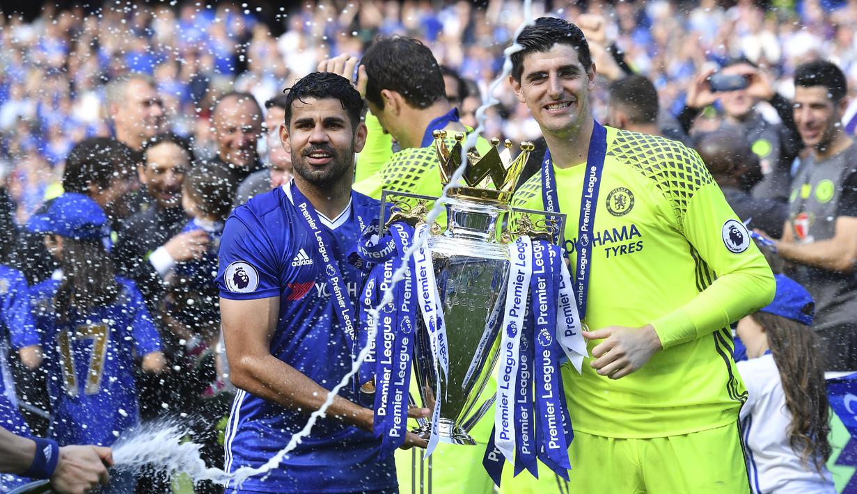 Courtois telah menjadi bagian The Blues sejak 2011 dan mewarisi kostum nomor 1 dari Petr Cech. (AFP/Ben Stansall)