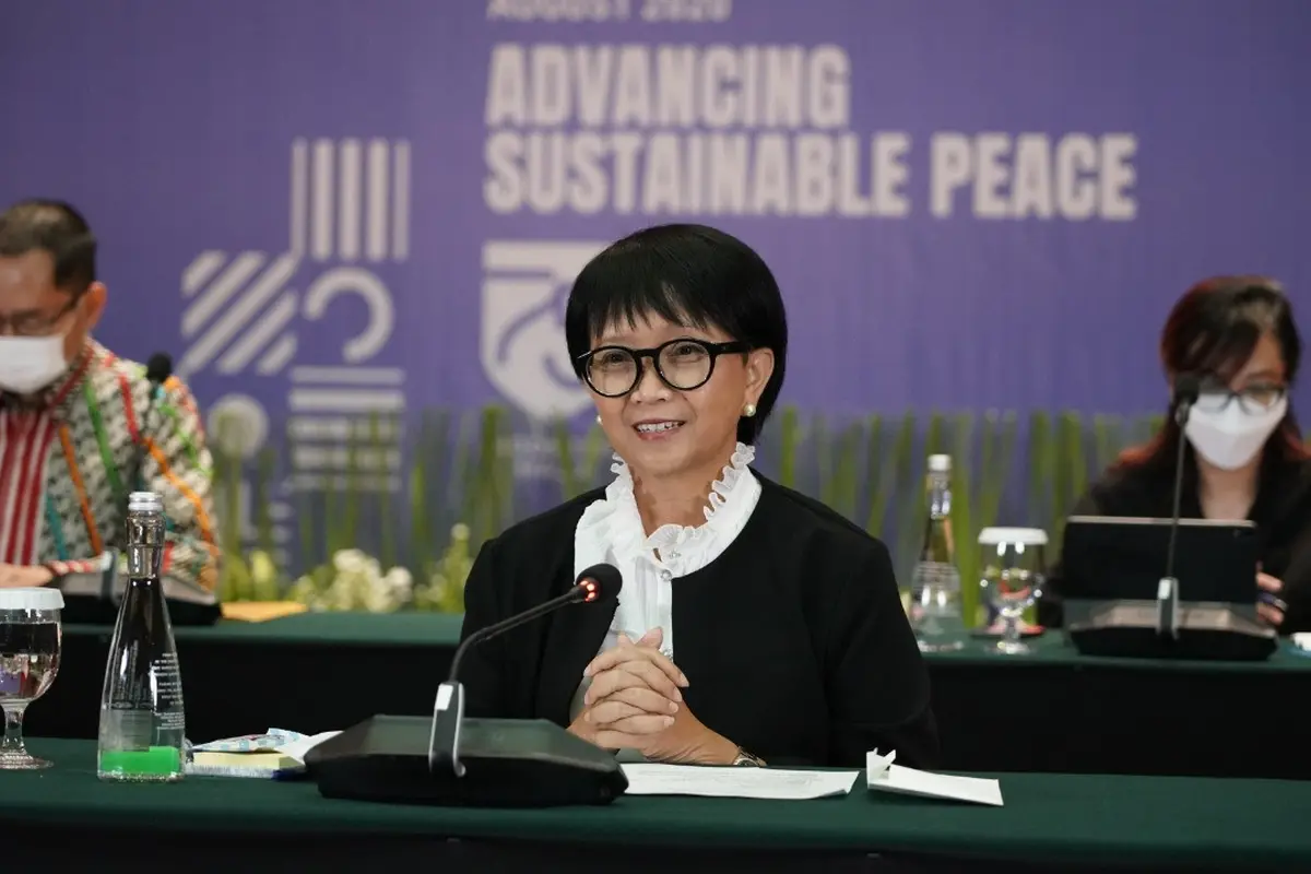 Menlu Retno Marsudi dalam press briefing bersama dengan awak media secara virtual pada Kamis 27 Agustus 2020.
