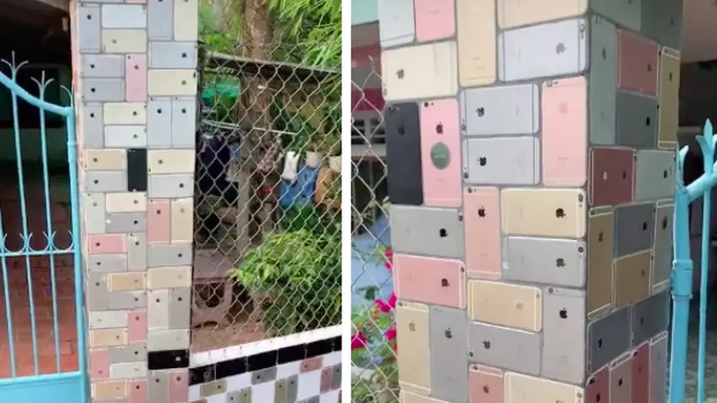 Viral Video Tik Tok Ratusan iPhone 6 Jadi Dekoratif Pagar Rumah, Bikin Geleng Kepala