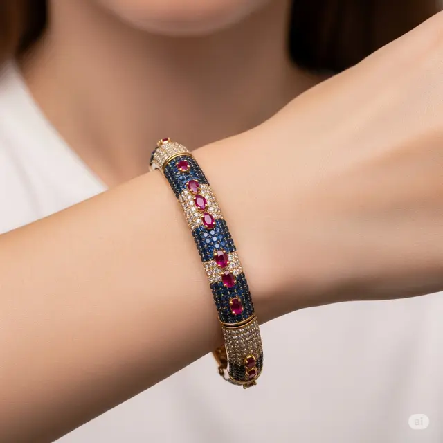 Gelang Bangle dengan Batu Permata Mewah