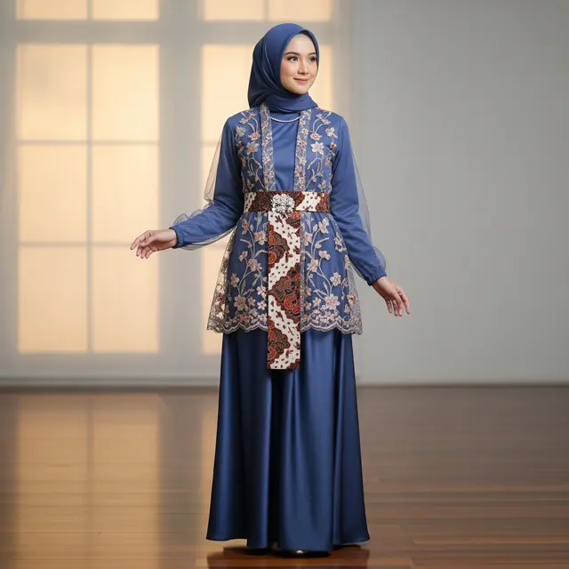9 Model Gamis Batik Brokat Silk Look Elegan, Pilihan Busana Pesta Modern