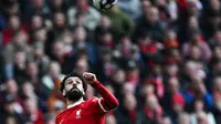 Pemain Liverpool, Mohamed Salah pada pertandingan melawan Brighton di ajang Liga Inggris 2023/2024 hari Minggu (31/03/2024). (PAUL ELLIS / AFP)