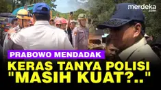 Presiden Prabowo Subianto memberikan semangat kepada anggota Polri yang sedang bertugas di wilayah bencana