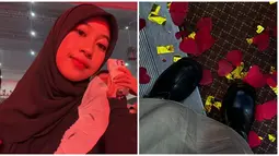 Selfie tanpa cahaya, namun Adiba Khanza tetap pancarkan pesona. Meski flawless, namun kakak Abidzar ini memakai eyeliner warna putih agar makeup matanya lebih menarik perhatian. Jadi kenang-kenangan, Adiba juga abadikan foto confetti yang berbentuk love. Balas komentar temannya di kolom komentar, Adiba ungkap jika merasa PCD atau Post Concert Depression. (Liputan6.com/IG/@adiba.knza)