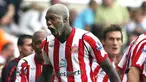 Sunderland's Djibril Cisse celebrates after scoring a goal against Tottenham Hotspur during their premiership match at White Hart Lane in London, on August 23, 2008. AFP PHOTO/BEN STANSALL
