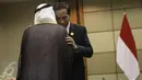 Presiden Joko Widodo (Jokowi) menerima Menteri Luar Negeri Arab Saudi, Adel al-Jubeir di sela pertemuan KTT Luar Biasa OKI di Jakarta, Senin (7/2/2016). (Liputan6.com/Faizal Fanani)