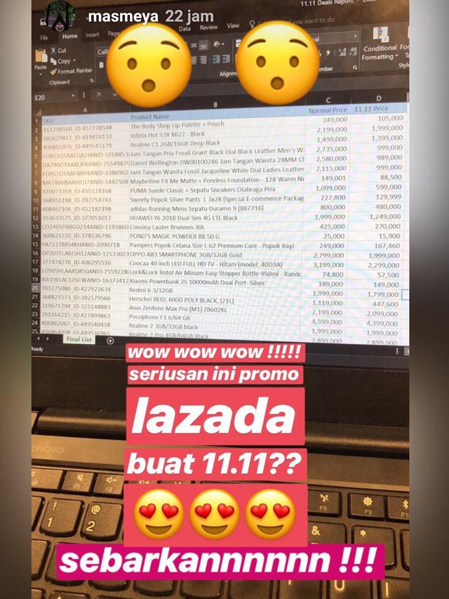 Mendekati 11.11 Beredar Screen Shoot Harga Barang yang Dijual di Lazada