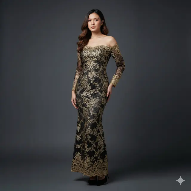 Model Dress Batik Brokat Warna Gelap Pilihan untuk Acara Formal. Gemini