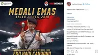 Akun Instagram Menpora mengunggah Pak Eko sebagai peraih medali emas Asian Games (Instagram/nahrawi_imam)