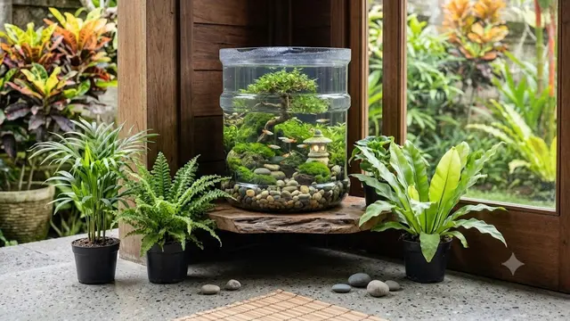 Cara Menyulap Galon Bekas Menjadi Kolam Mini Bergaya Jepang