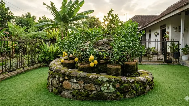 Ide Taman Buah Minimalis di Rumah Kecil. AI